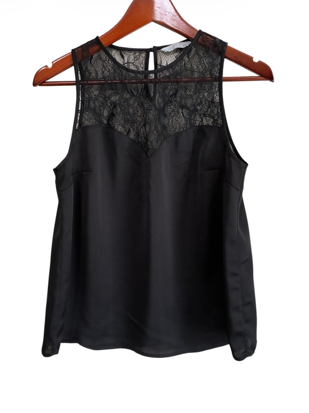 H&M Black Sheer Lace Sleeveless Blouse Top Size Small